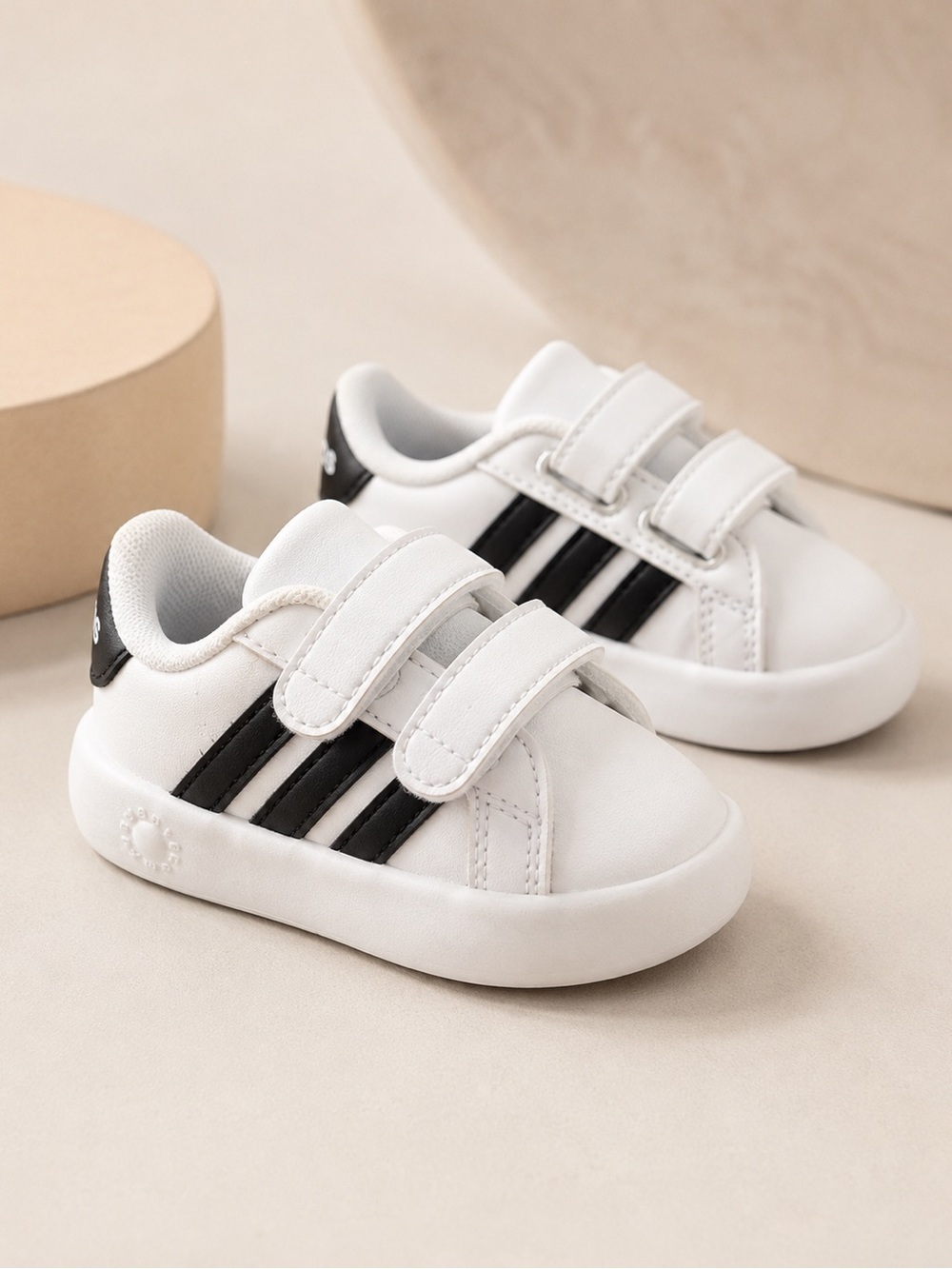 adidas Cloudfoam White Black Toddler Sneakers 5K